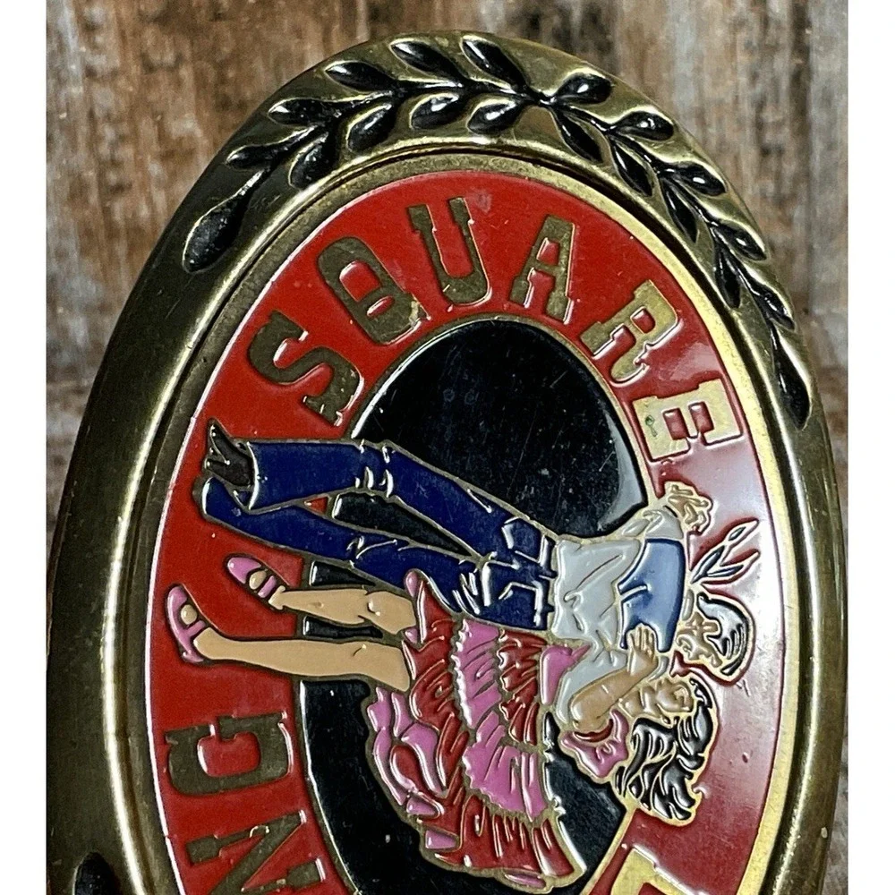 Vintage Square Dancing Solid Brass Belt Buckle